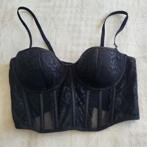 Rose + Vine Elegant Black Lace Bustier
